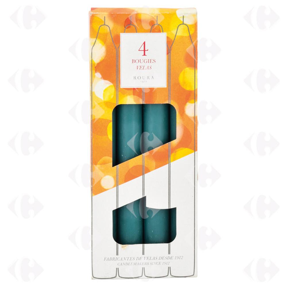 Bougie Chandelle Vert Eucalyptus 20cm - 4 pièces
