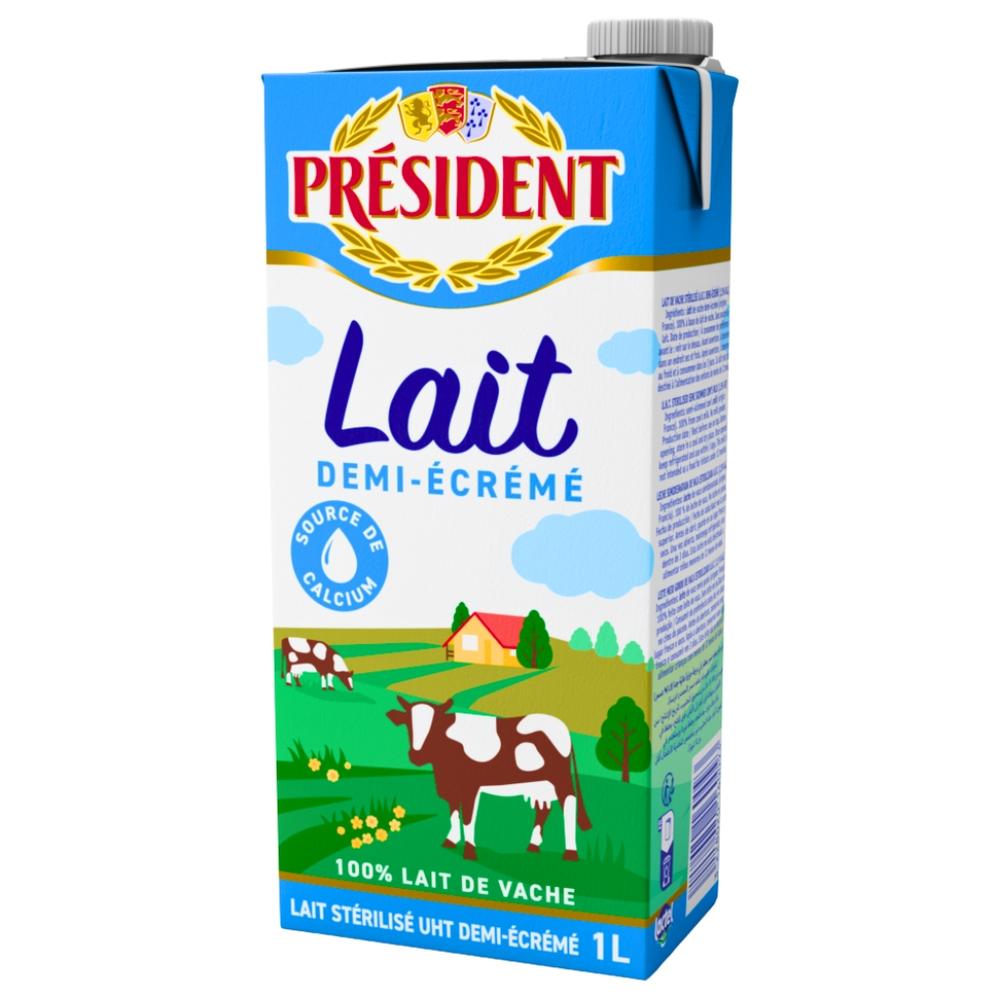 [15601] Lait UHT Demi-écrémé Président 1L.