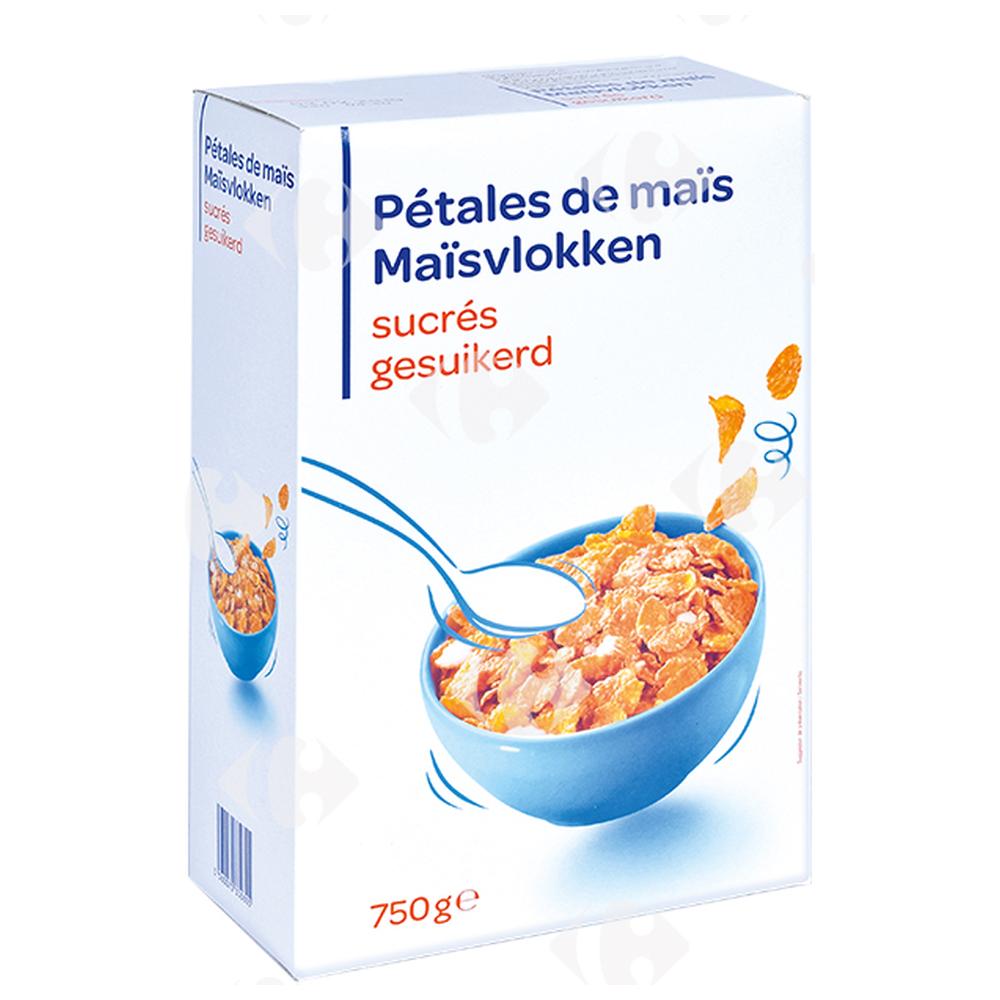 Céréales Pétales Maïs Sucrés Carrefour Blanc 750g