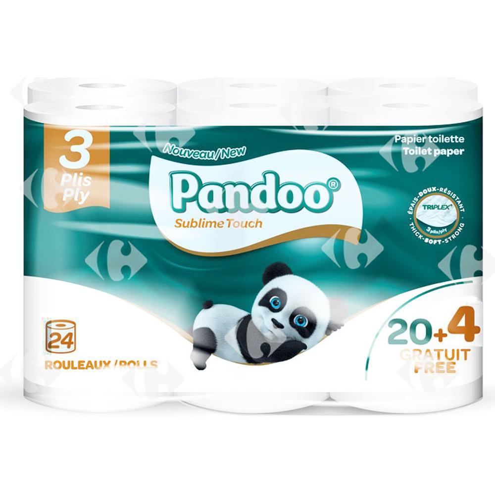 Papier Hygiénique 3 Plis Pandoo 20 unités + 4 Gratuits