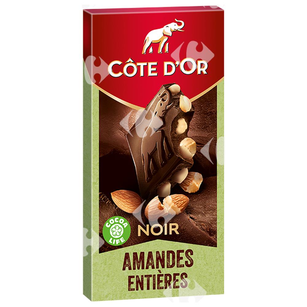 [626327] Tablette de Chocolat Noir aux Amandes Entières Côte d'Or 180g.