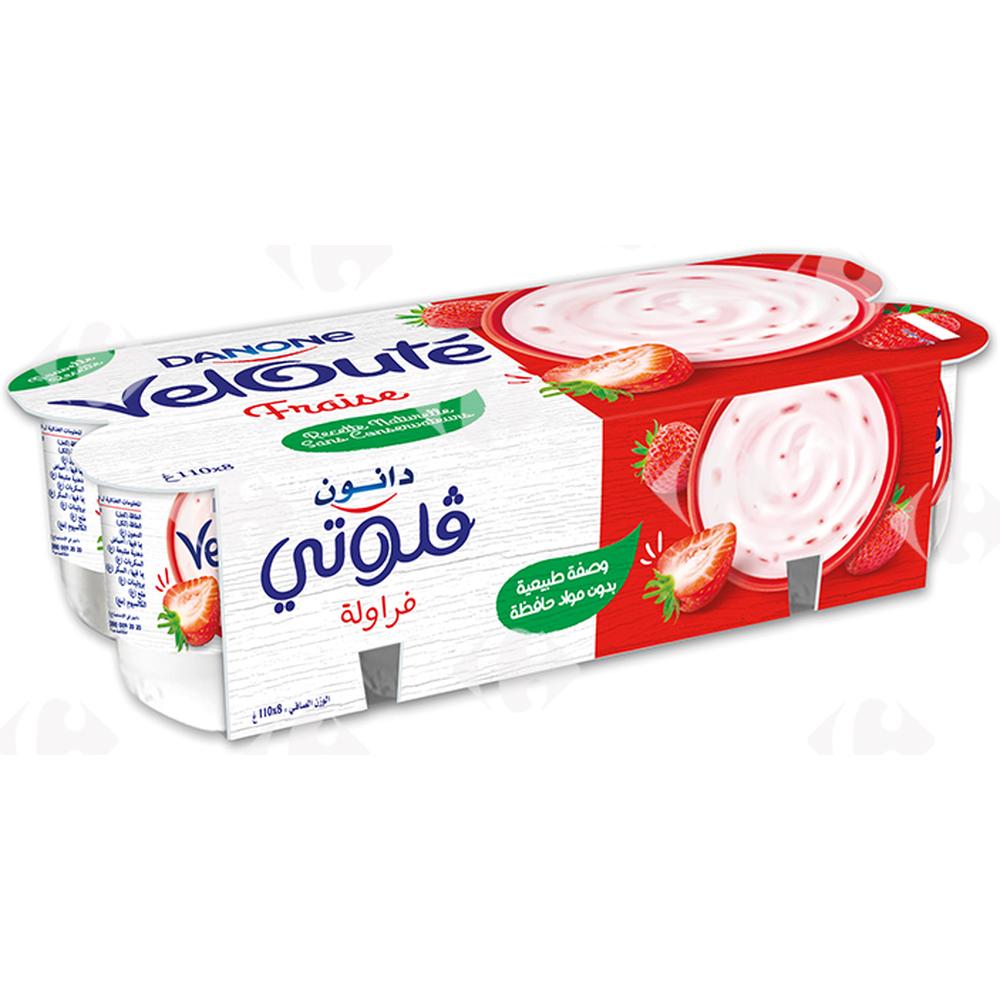 Pack Yaourt Brassé Fraise Velouté Danone 8x110g.