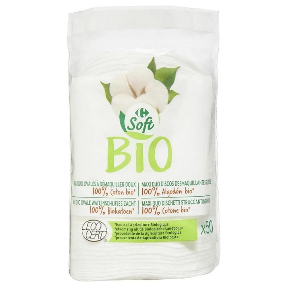 Coton Maxi Duo Ovales Bio Carrefour Soft 50 unités