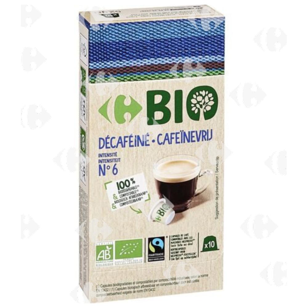 [657432] Café Capsules Bio Décaféiné N°6 Carrefour Bio 10 unités