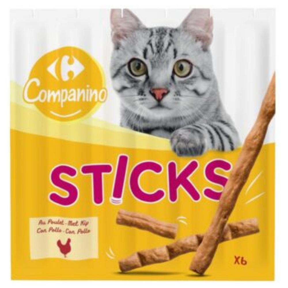 Friandise pour Chat Sticks Poulet Carrefour Companino 6x5g