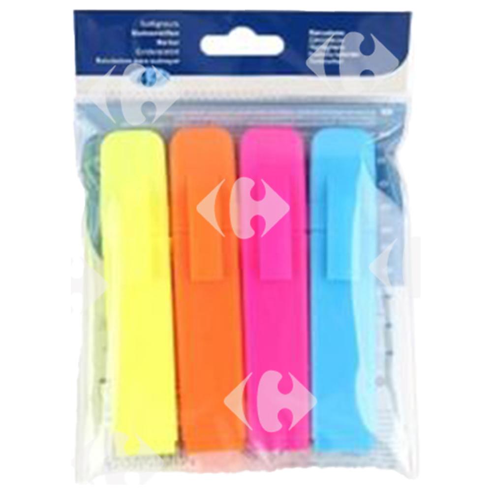 [632696] Surligneurs en Ligne Jaune Orange Rose Bleu 4 unités