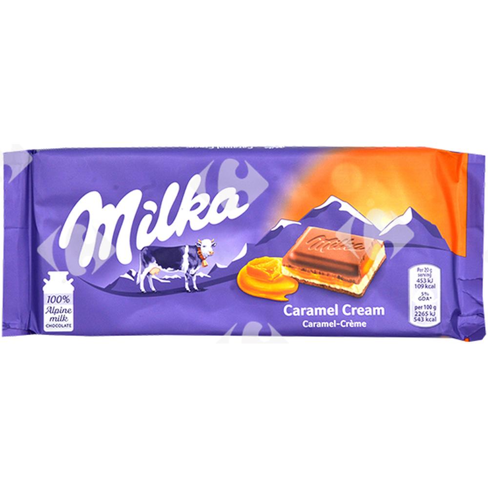 [624065] Tablette de Chocolat au Lait Fourrée au Caramel Milka 100g