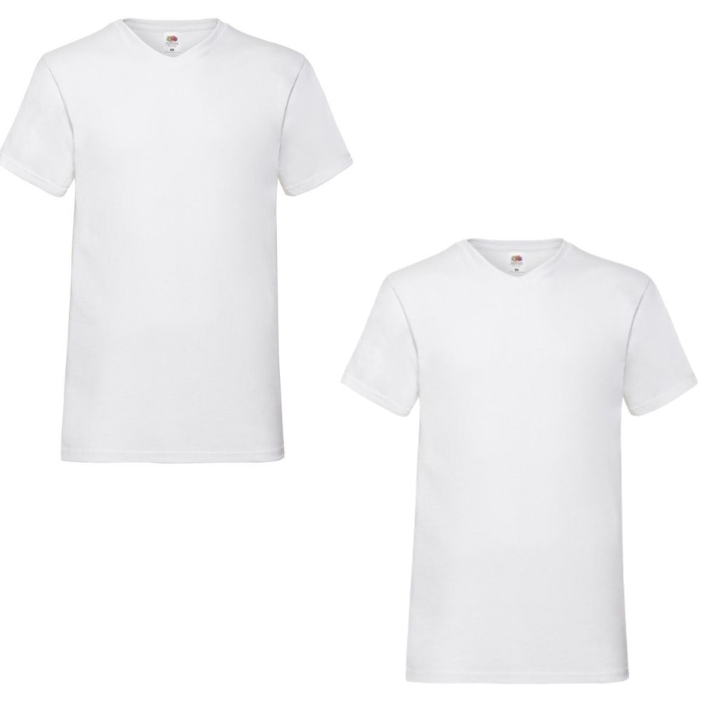 [710368] Lot 2 T-shirts Homme Manches Courtes Col Rond Blanc