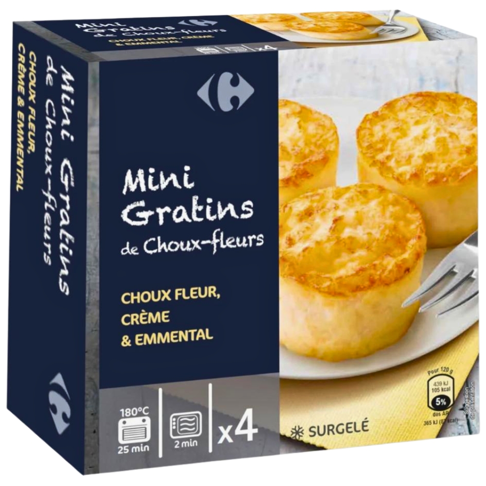Mini Gratins Choux-Fleurs Carrefour 120g 4 unités