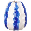 Vase en Porcelaine Court Ondulé Bleu Blanc Kasa 20cm 