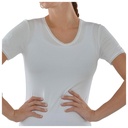 T-shirt Femme à Manches Courtes Col V avec Dentelle Blanc - Taille L