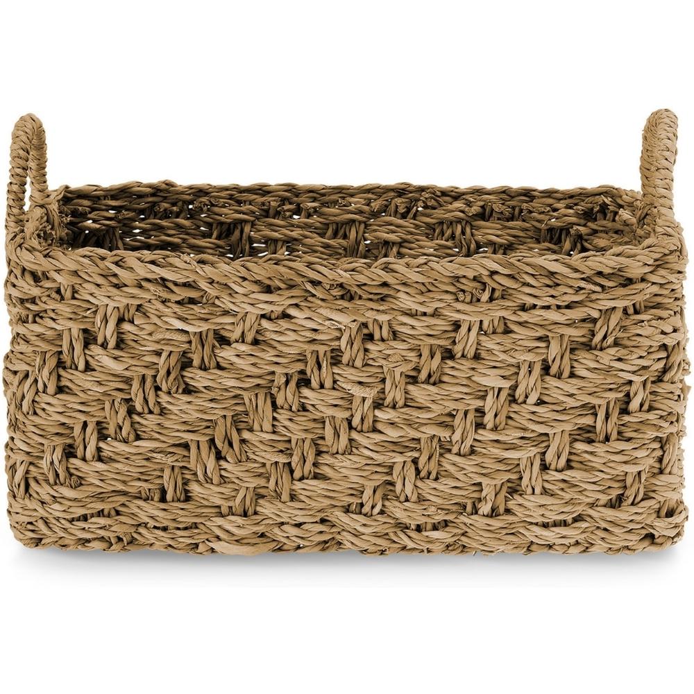 [721807] Panier Rectangulaire à Anses en Herbe Marine Kasa 42 x 18 x 23 cm
