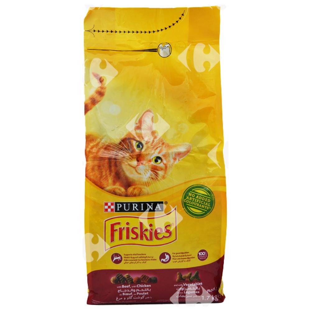 [622319] Croquettes au Bœuf, Poulet et Verdure pour Chats Adultes Friskies 1,7kg