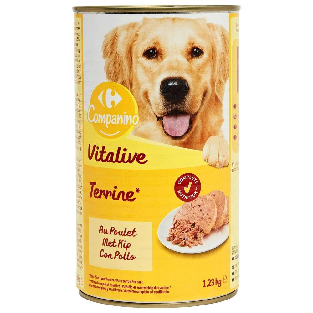 [666150] Pâtée pour Chien Adulte au Poulet Carrefour 1,23kg