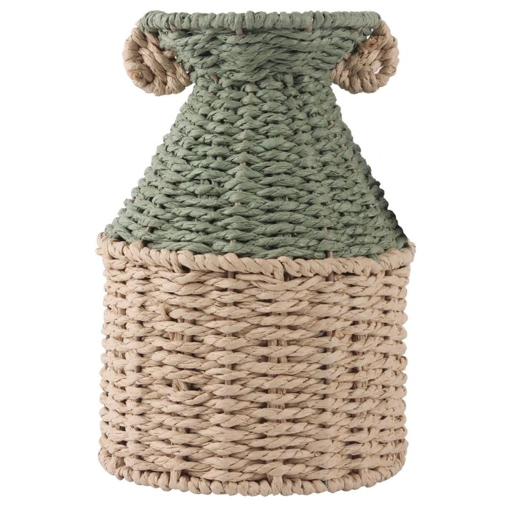 Vase Décoratif en Paille Ecru/Vert Kasa 23 cm