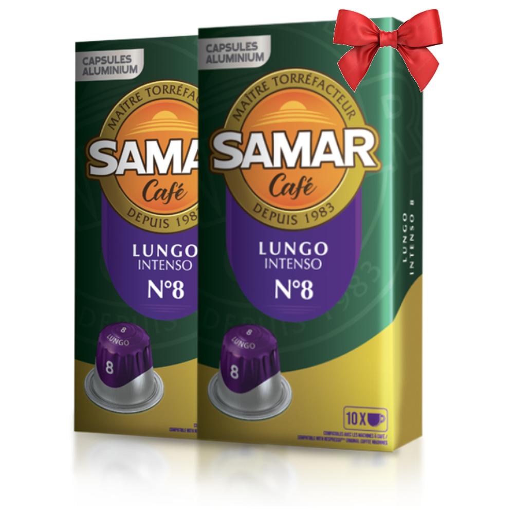 Lot de 2 Cafés Capsules Aluminium Lungo Intensité 8 Samar 10 unités