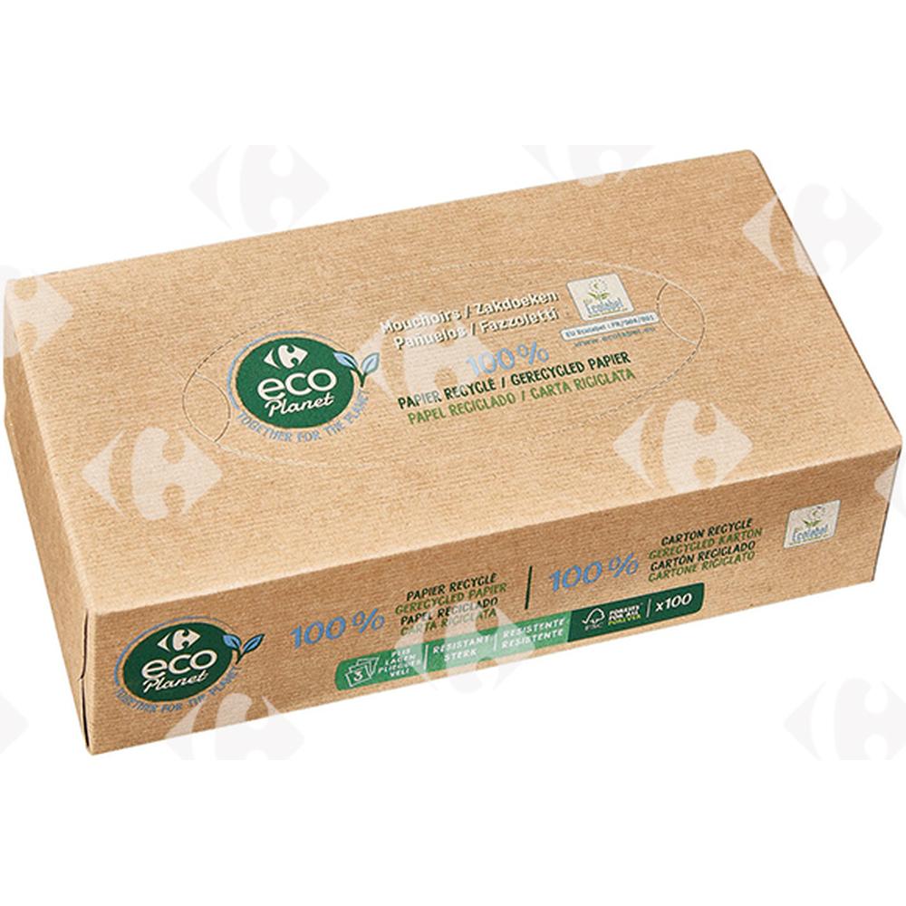 Boîte de Mouchoirs Éco Planète Carrefour 3 plis 100 unités