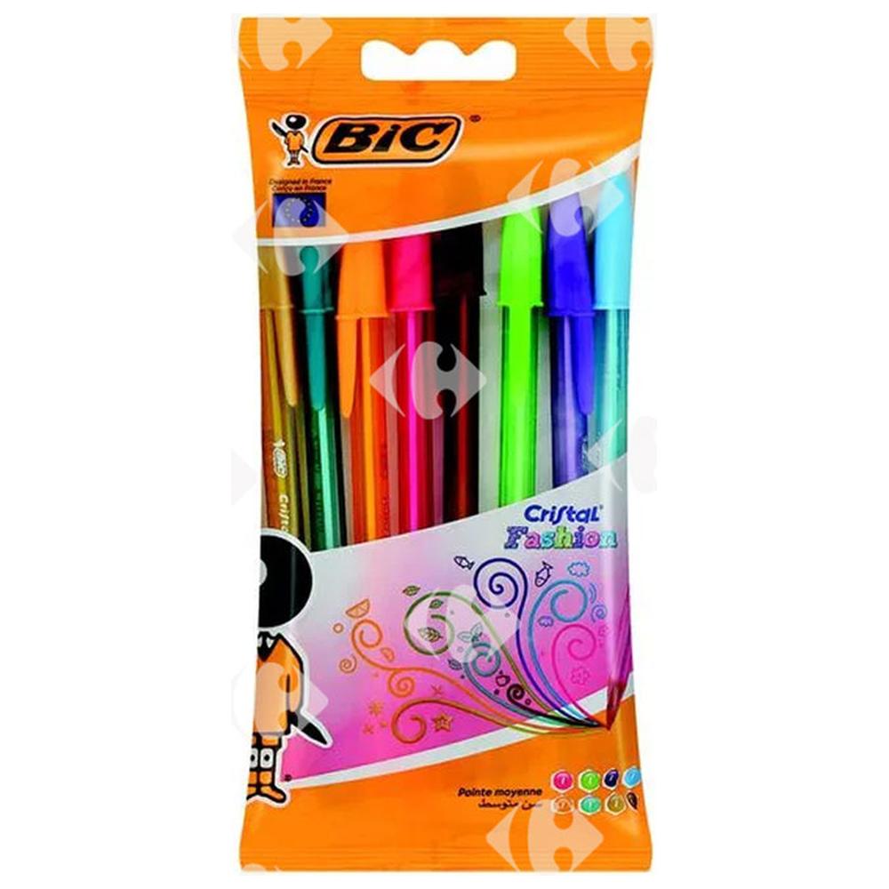 Stylo à Bille Cristal Fashion Bic Couleurs assorties Bic 8 unités