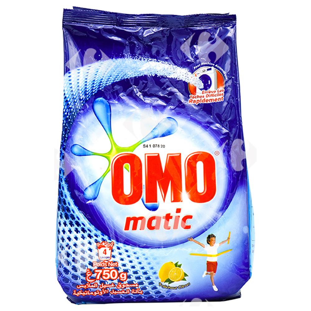 Détergent Lessive Poudre Machine Citron Omo Matic 750g