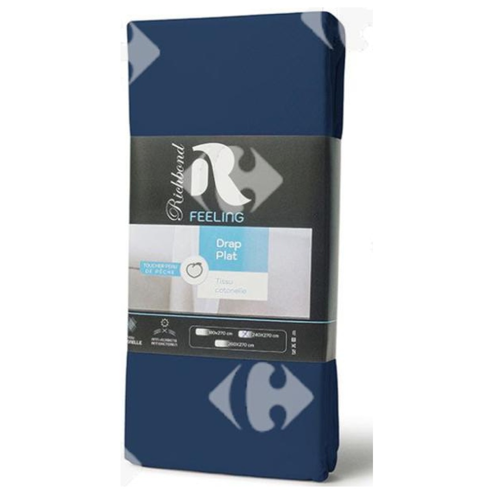[685009] Drap Plat en Microfibre Bleu Nuit 100% Cotonelle Richbond 180x270cm