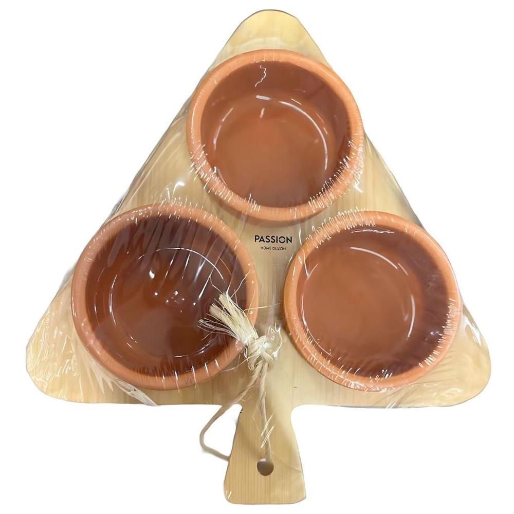 [688206] Set Raviers Terre Cuite Rond avec Support 3 pièces 7cl