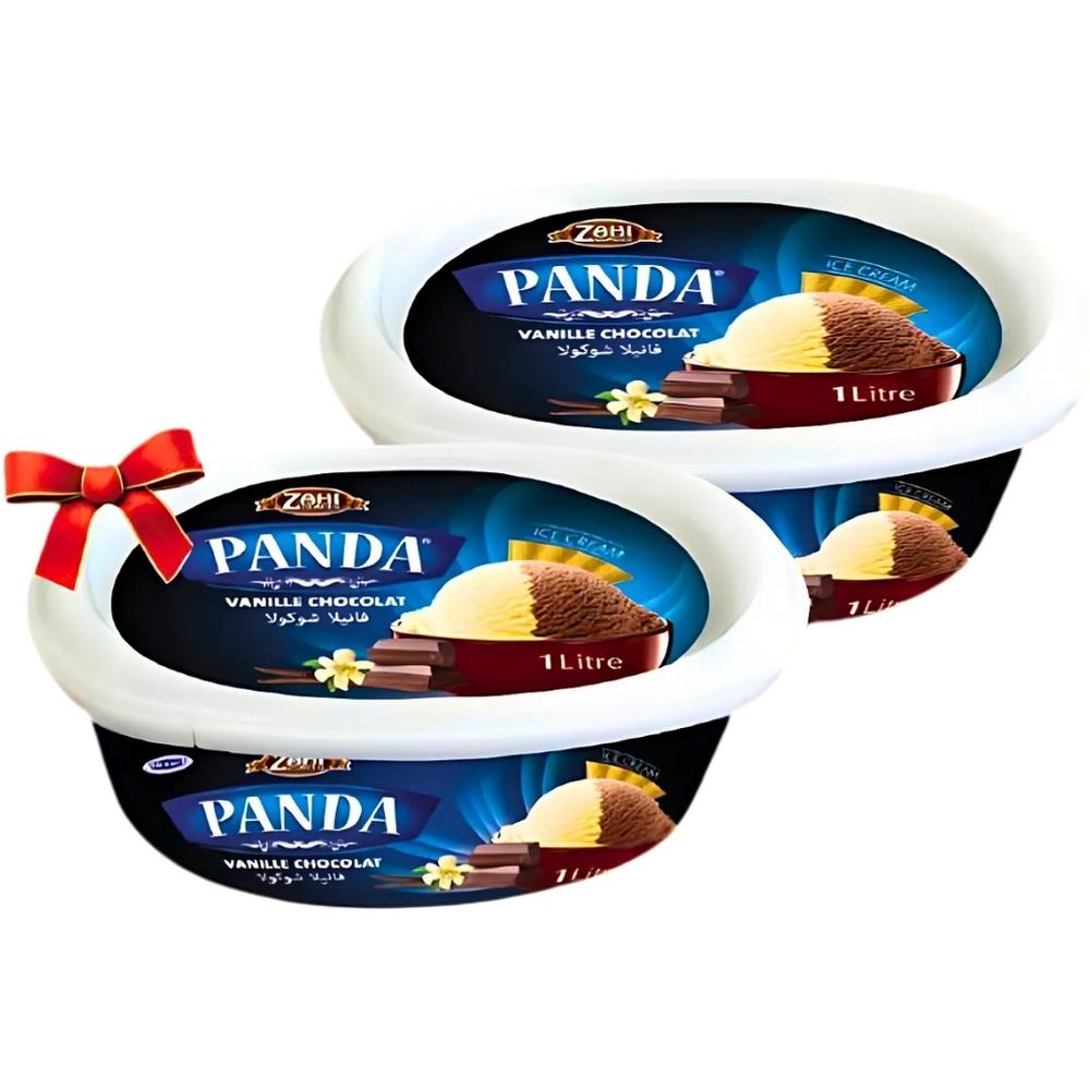 Lot Crème Glacée Vanille Chocolat Panda 2 unités 1L + 1L Offerte