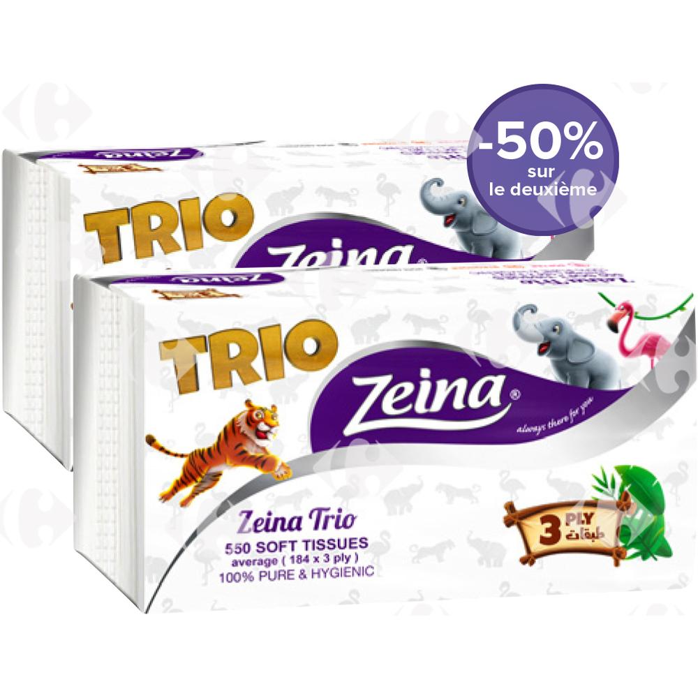 Pack 2 Boîtes de Mouchoirs Zeina Trio 2ème à -50 %