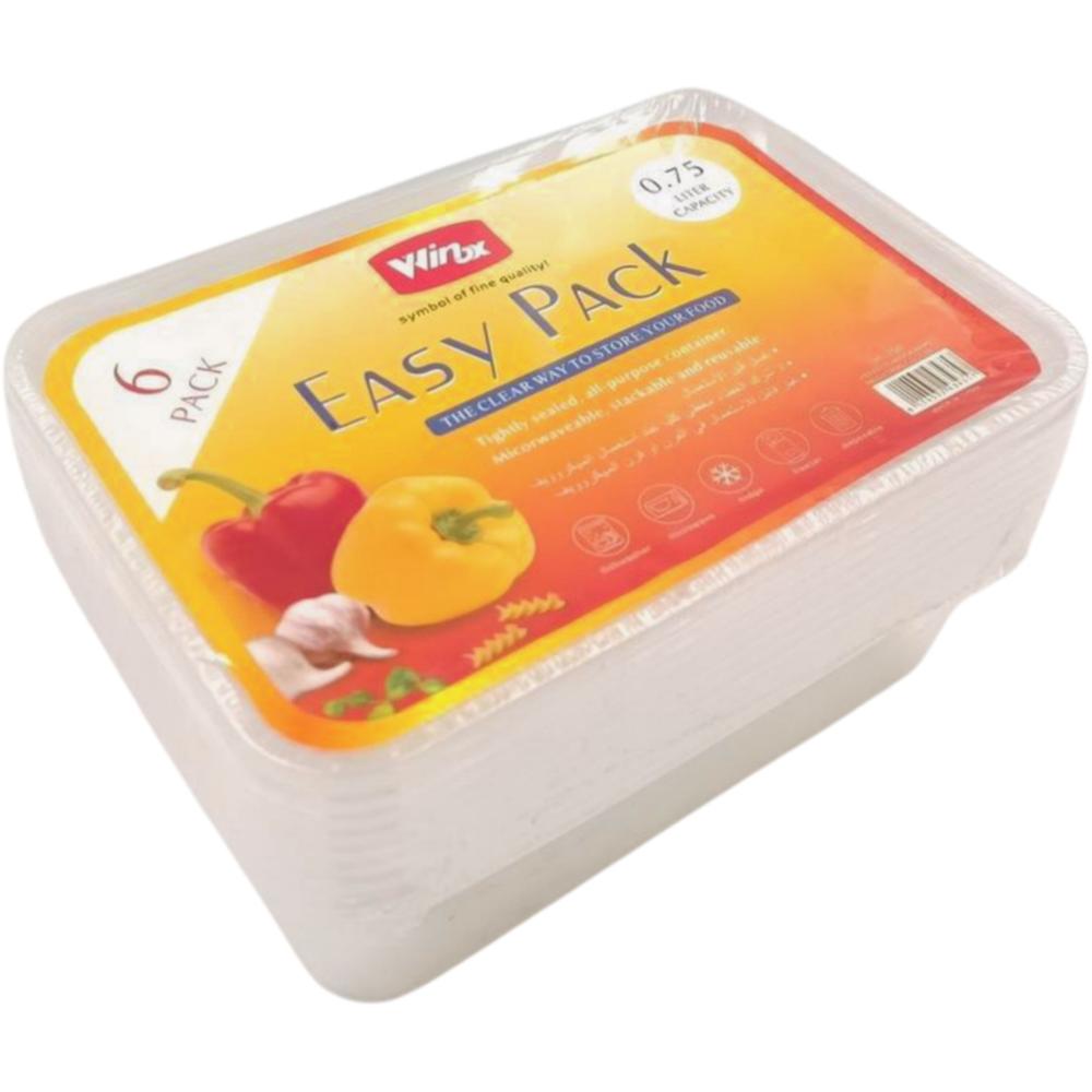 [707286] Boîtes Alimentaires Rectangulaire 75cl 6 unités.