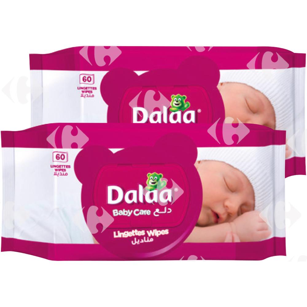 Lot Duo Pack Lingettes Dalaa 60 unités (2ème à -50%)