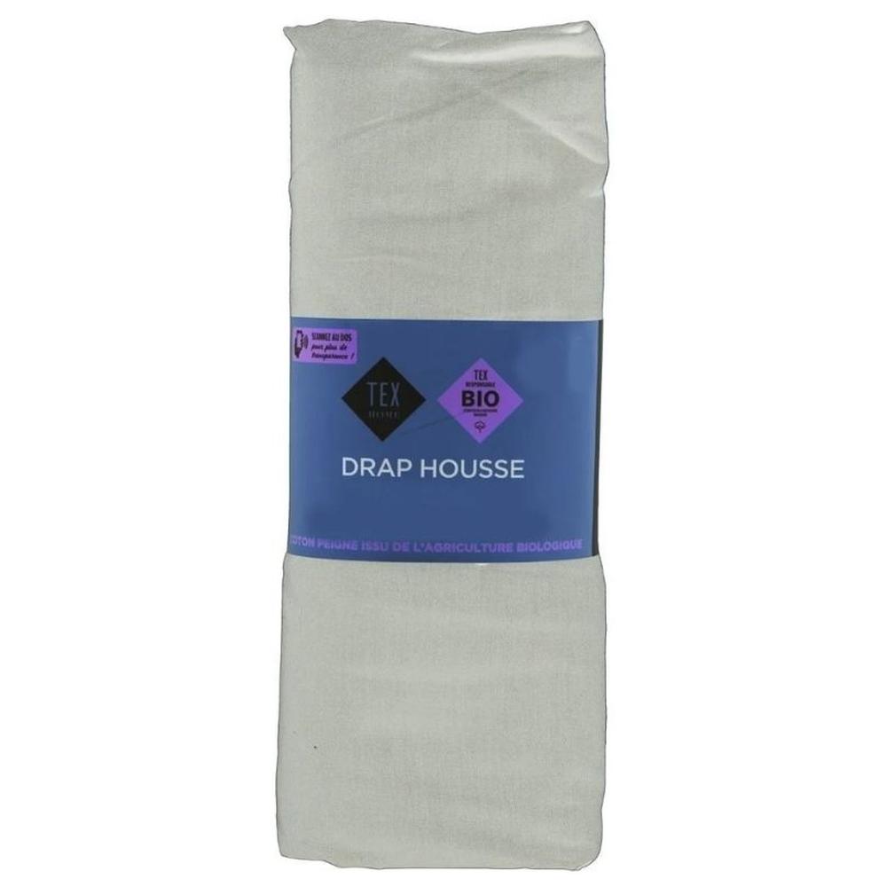 [703197] Drap Housse Percal Gris Clair Tex Home 160x200 cm