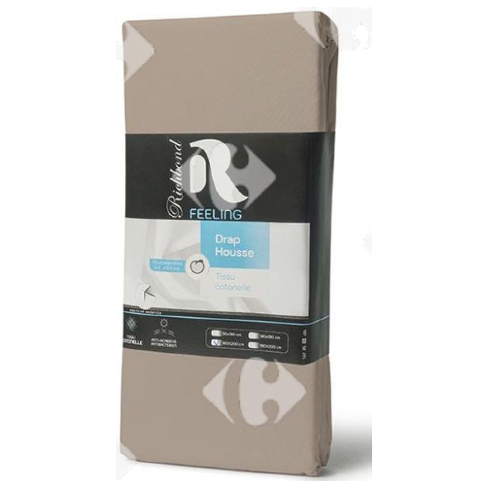 Drap Housse en Microfibre Beige Foncé 100% Cotonelle Richbond 90x190cm