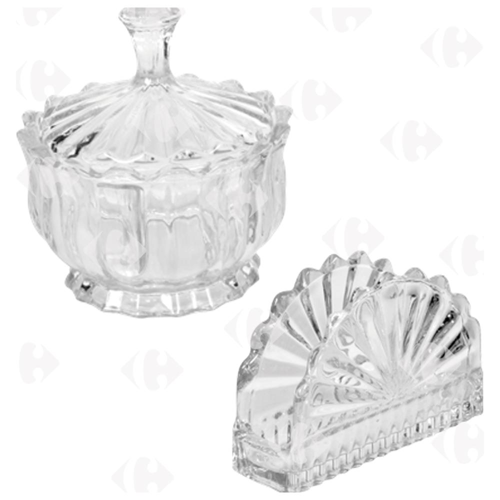 Sucrier avec Couvercle + Porte-serviette en Verre Splendo 2 unités