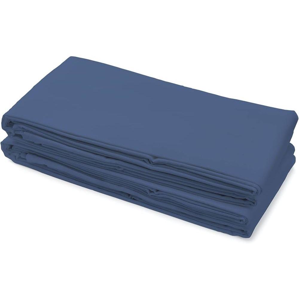 [702559] Drap Plat Bleu Foncé en Percale de Coton Bio Tex Home 270x300 cm