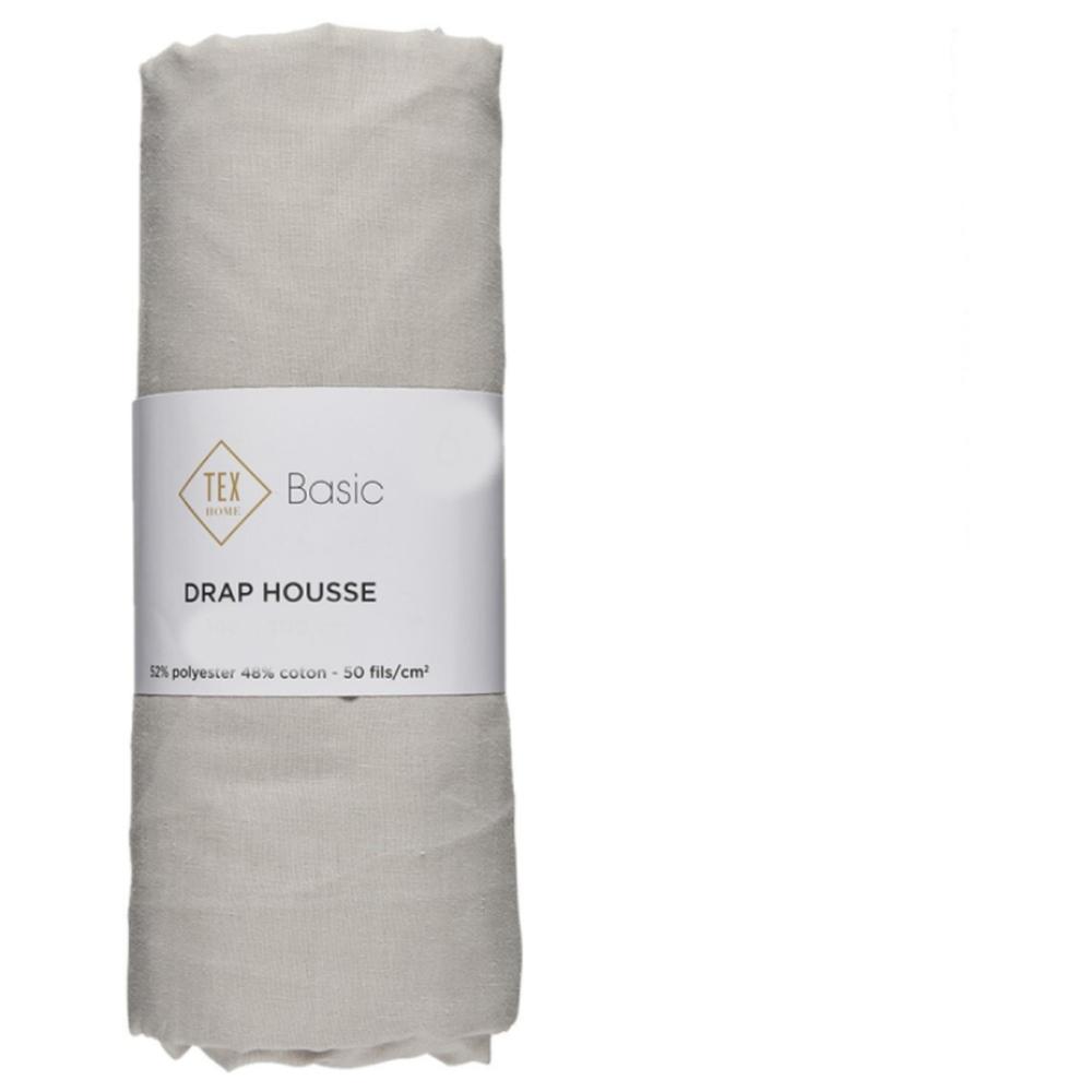 Drap Housse Beige Clair Tex Home 140x200cm.