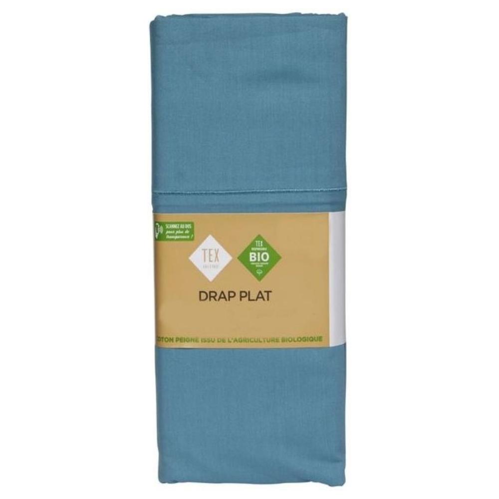 Drap Plat Bleu Coton Bio Tex Home 270x300 cm