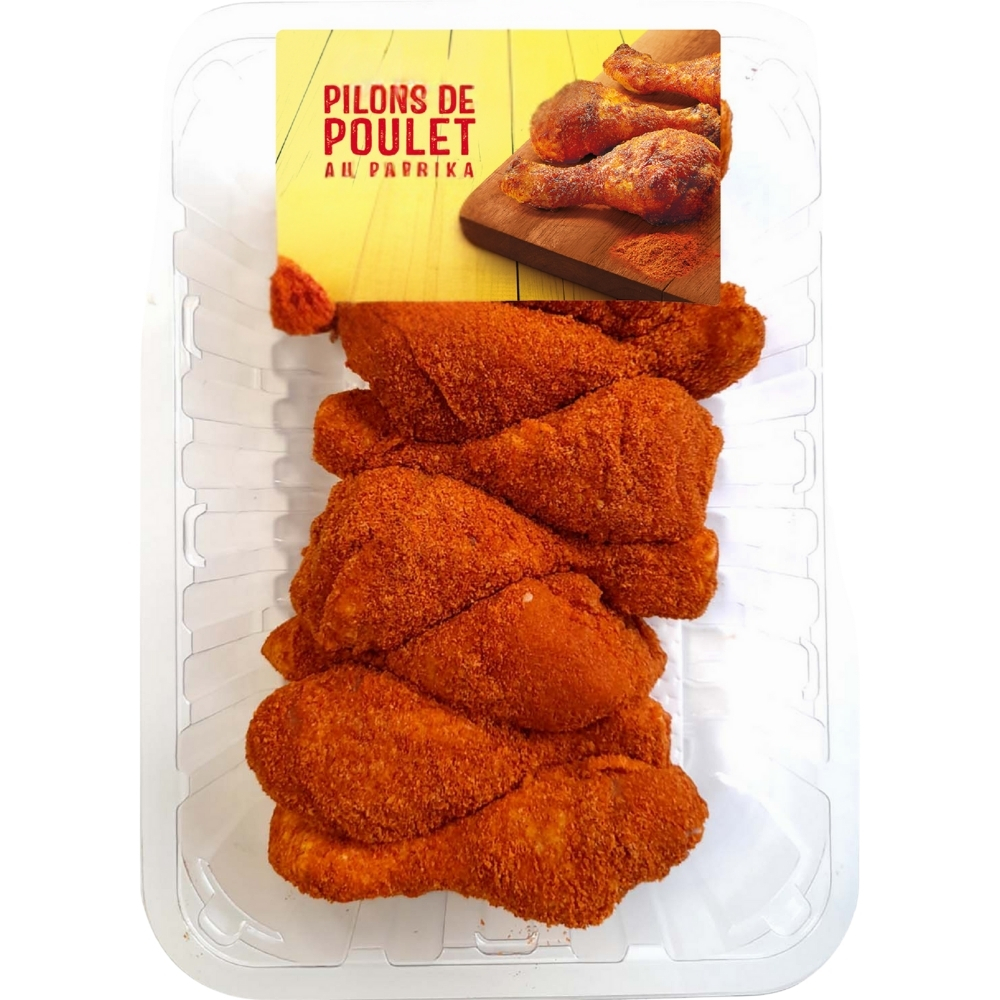 Pilons de Poulet Panés au Paprika en Barquette 500g