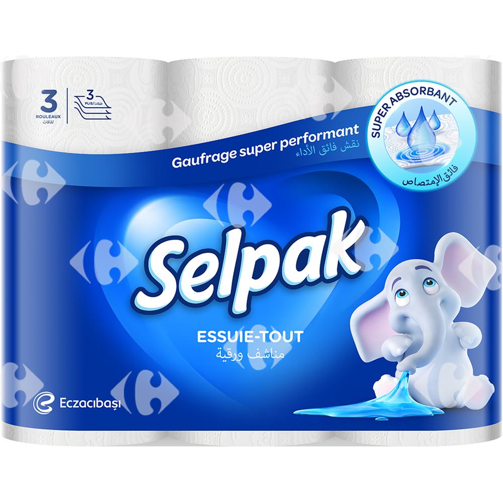 Essuie-Tout Super Absorbant 3 Plis Selpak 3 unités