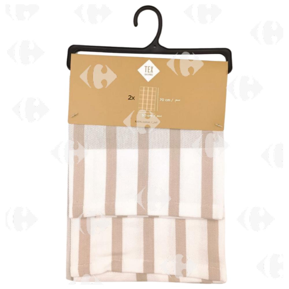 [667272] Torchons Rayés I575576 Beige Tex Hm 50x70cm 2 unités