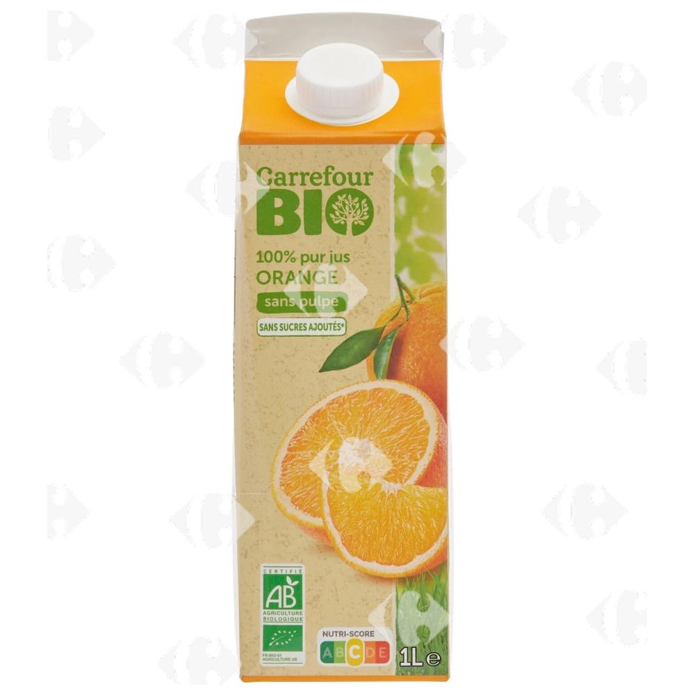 Jus d'Orange Bio Pur Jus Sans Pulpe Carrefour Bio 1L