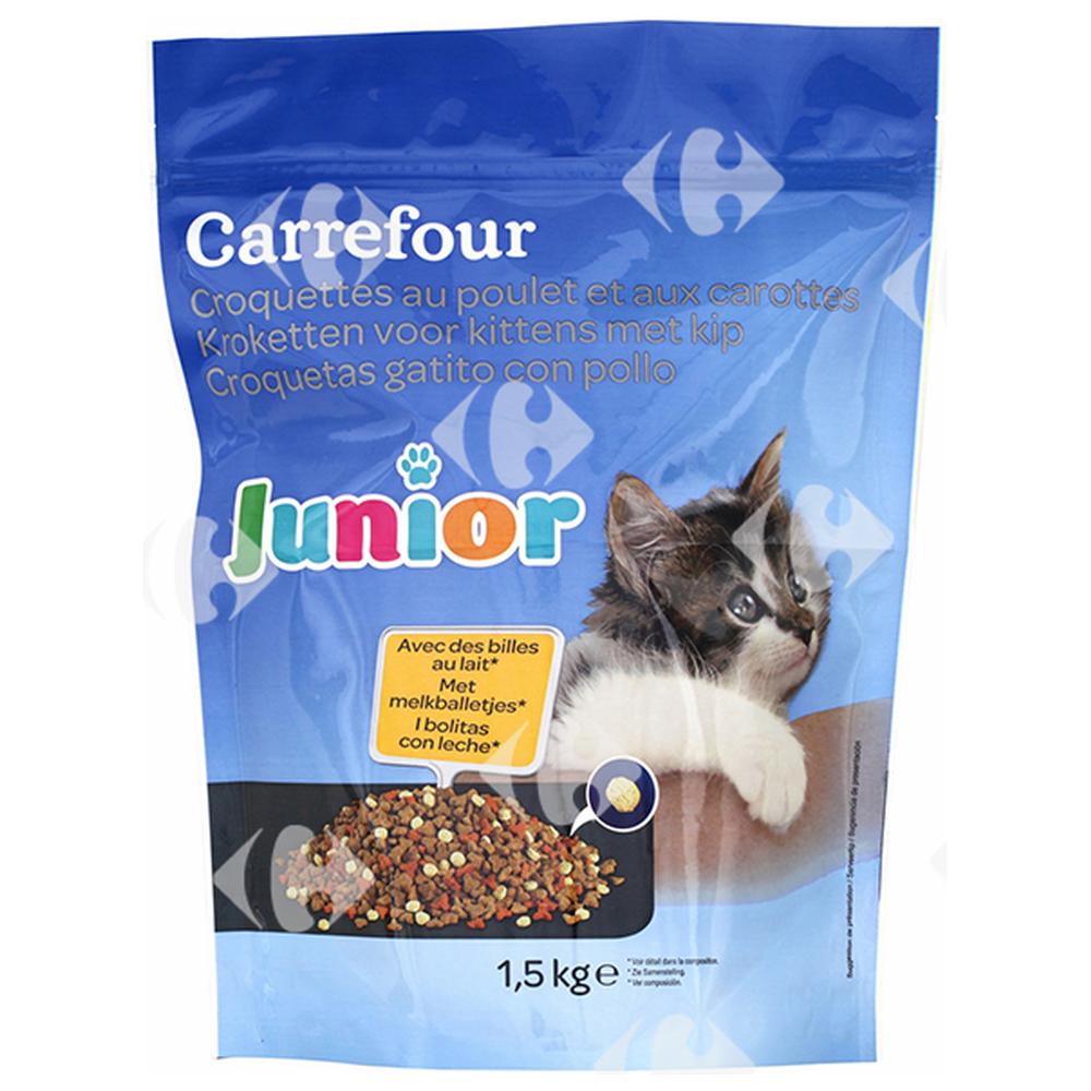 [570582] Croquettes au Poulet et aux Carottes pour Chats Juniors Carrefour 1,5kg