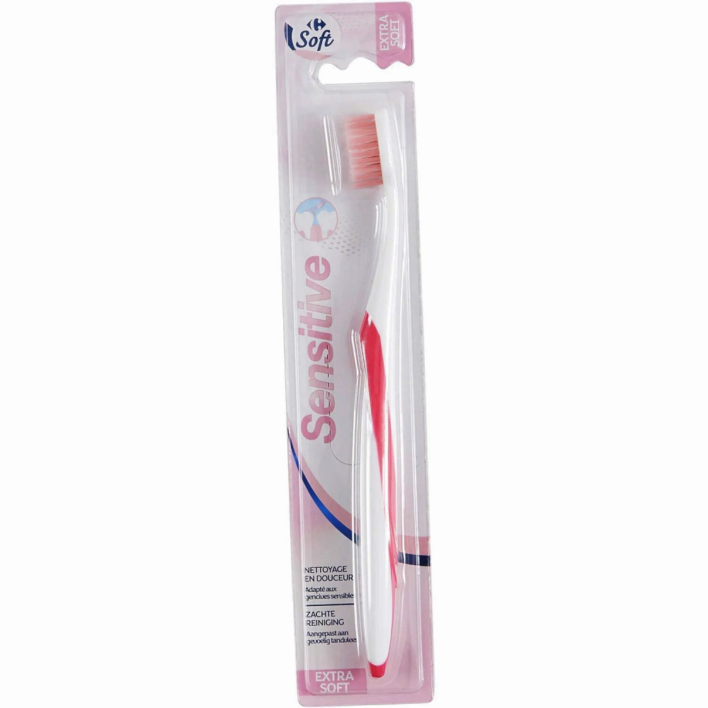 Brosse à Dents Sensitive Souple Carrefour Soft 1 unité.