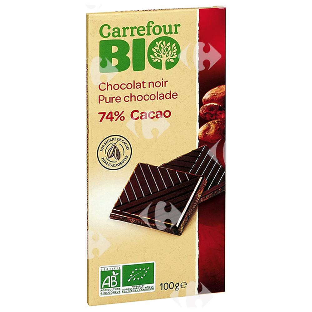 Tablette Chocolat Noir 74% Cacao Carrefour Bio 100g