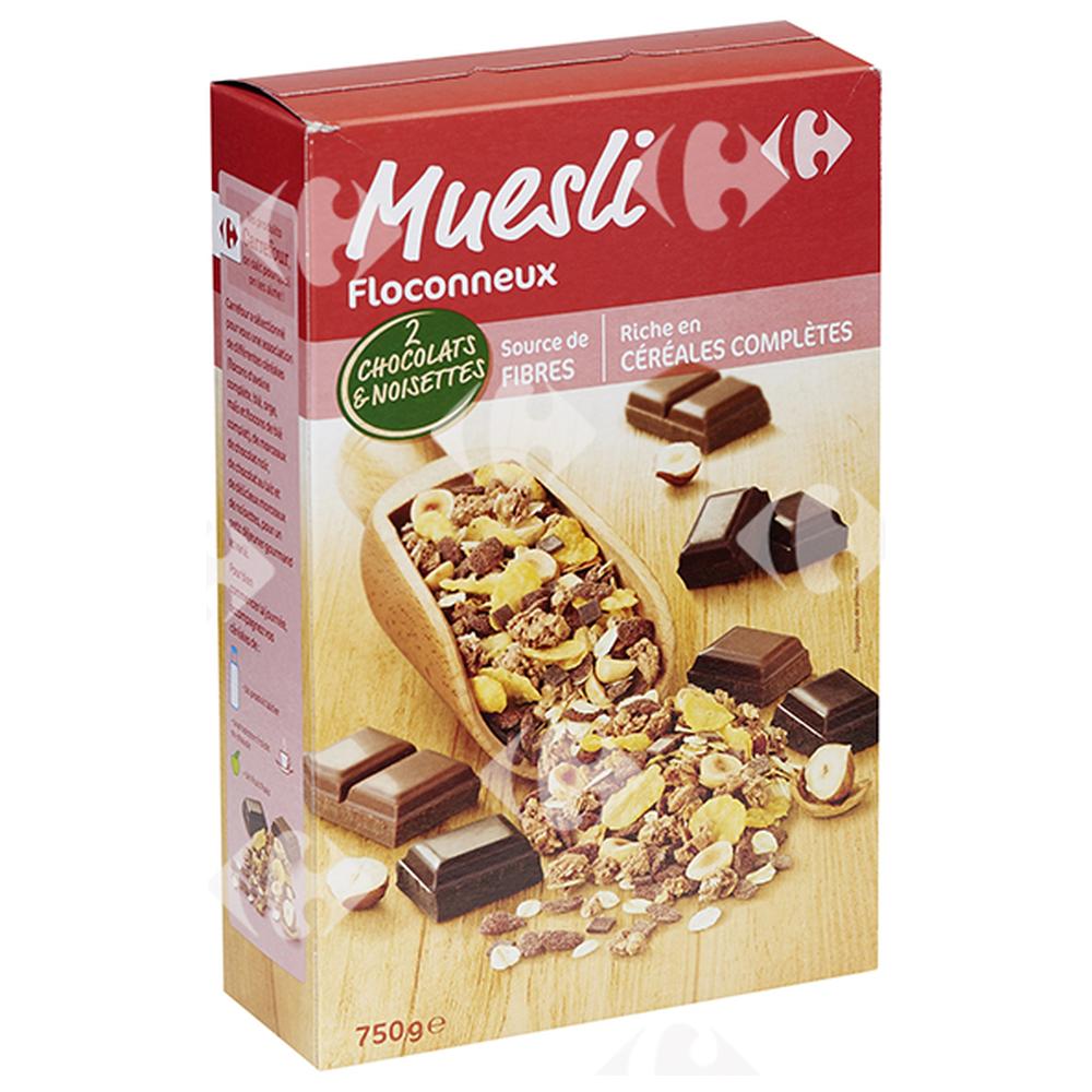 [626884] Muesli Flocons Chocolat Noisette Carrefour 750g