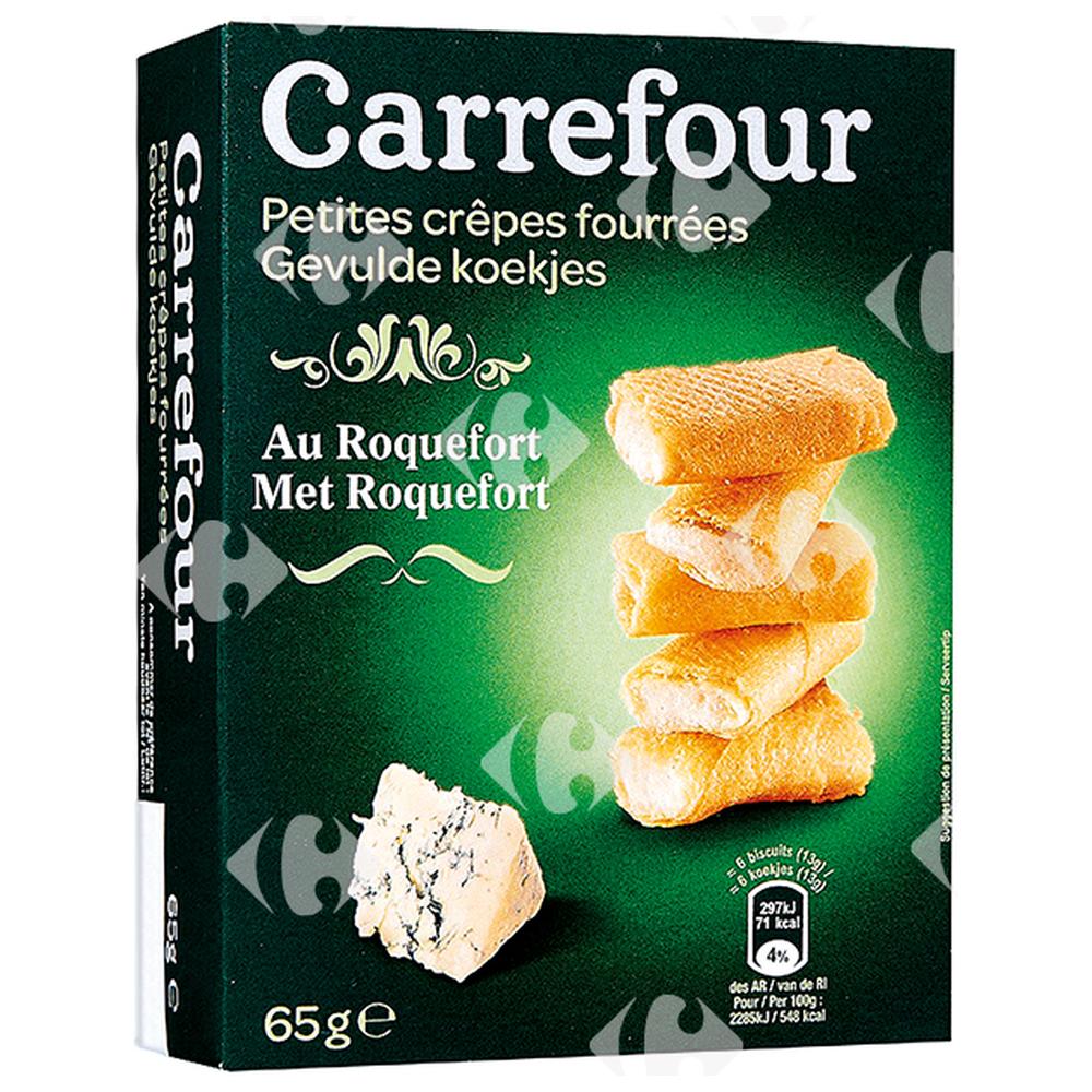Biscuits Apéritifs Crêpettes Fourrées au Roquefort Carrefour 65g