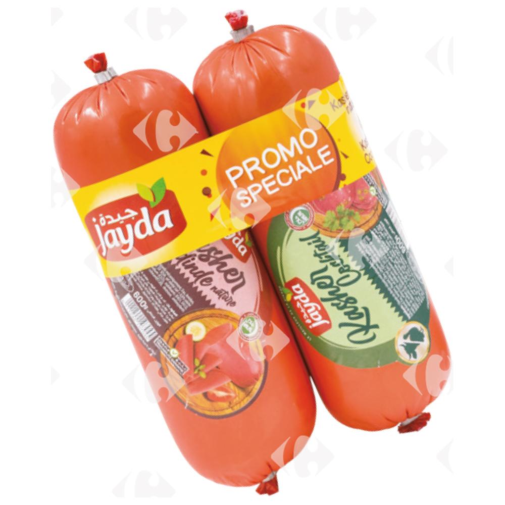 Lot Duo Kasher Dinde Nature Jayda 600g + Kasher Mix Cocktail - Charcuterie - Jayda 600g