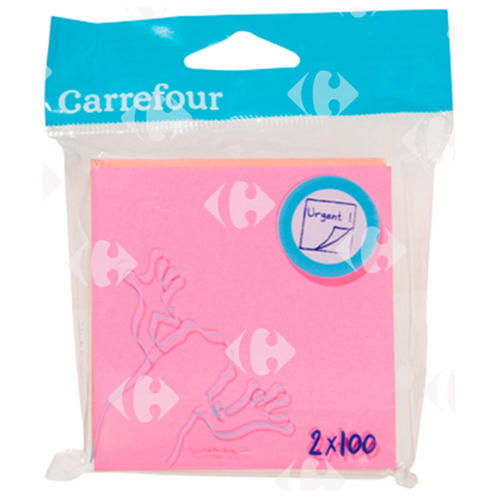 [410451] Bloc Notes Repositionnable Carrefour 76x76mm Assortis 2x100