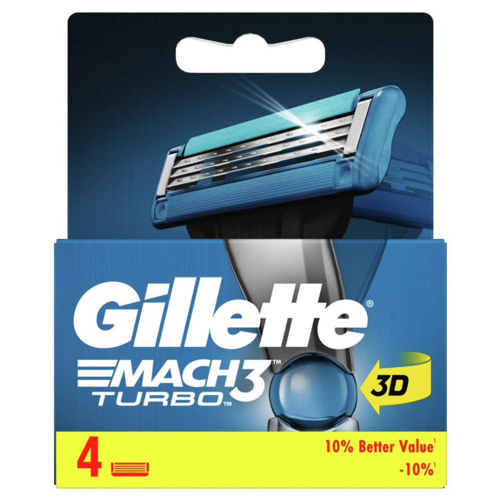 Recharges de lames de rasoir Mach 3 Turbo Gillette 4 unités
