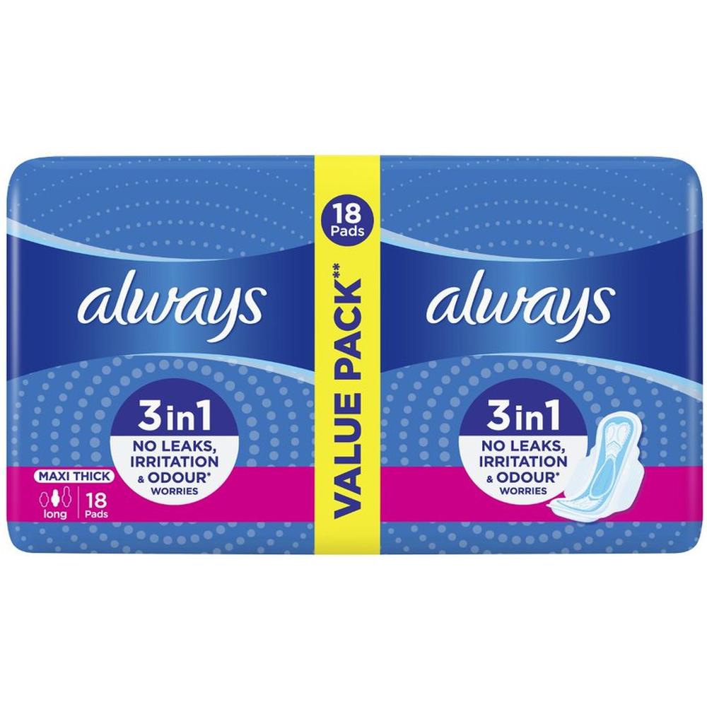 Serviettes Hygiéniques Maxi Thick Long Always 18 unités