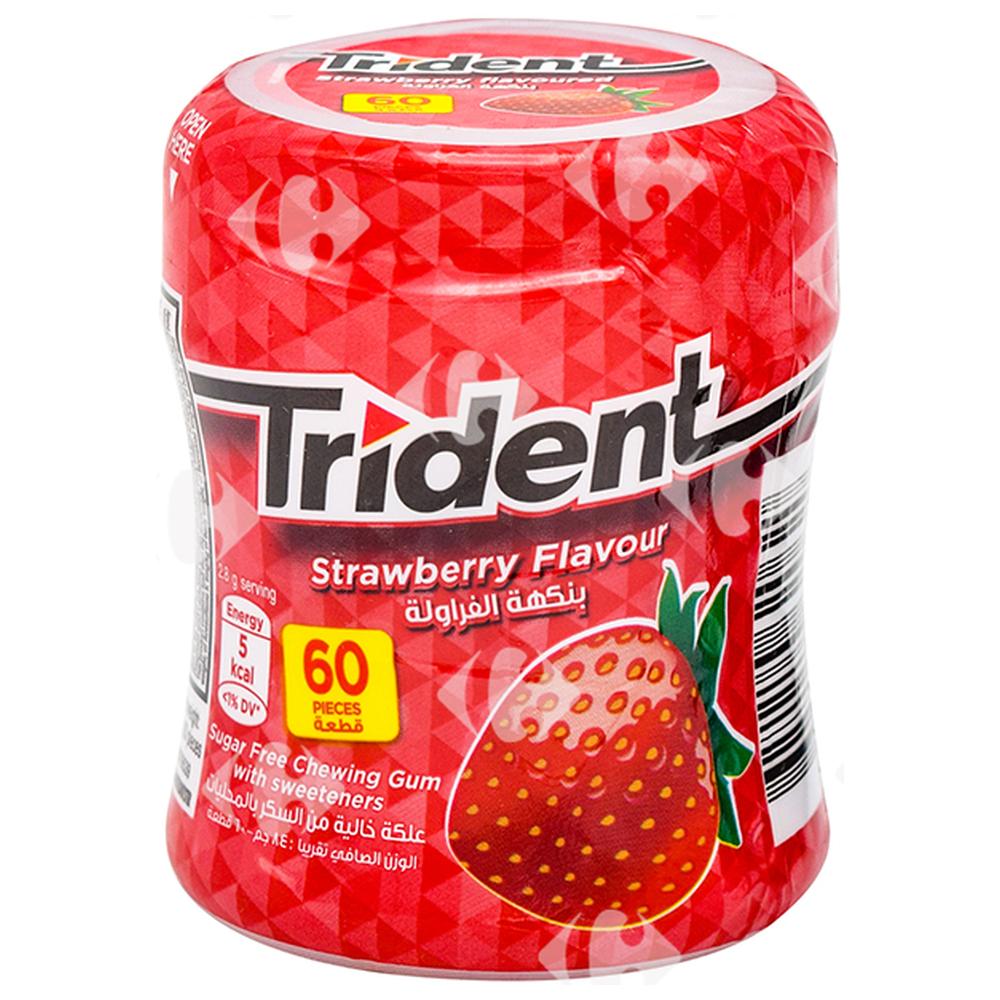 Chewing-Gum Fraise sans Sucres Trident 60 unités