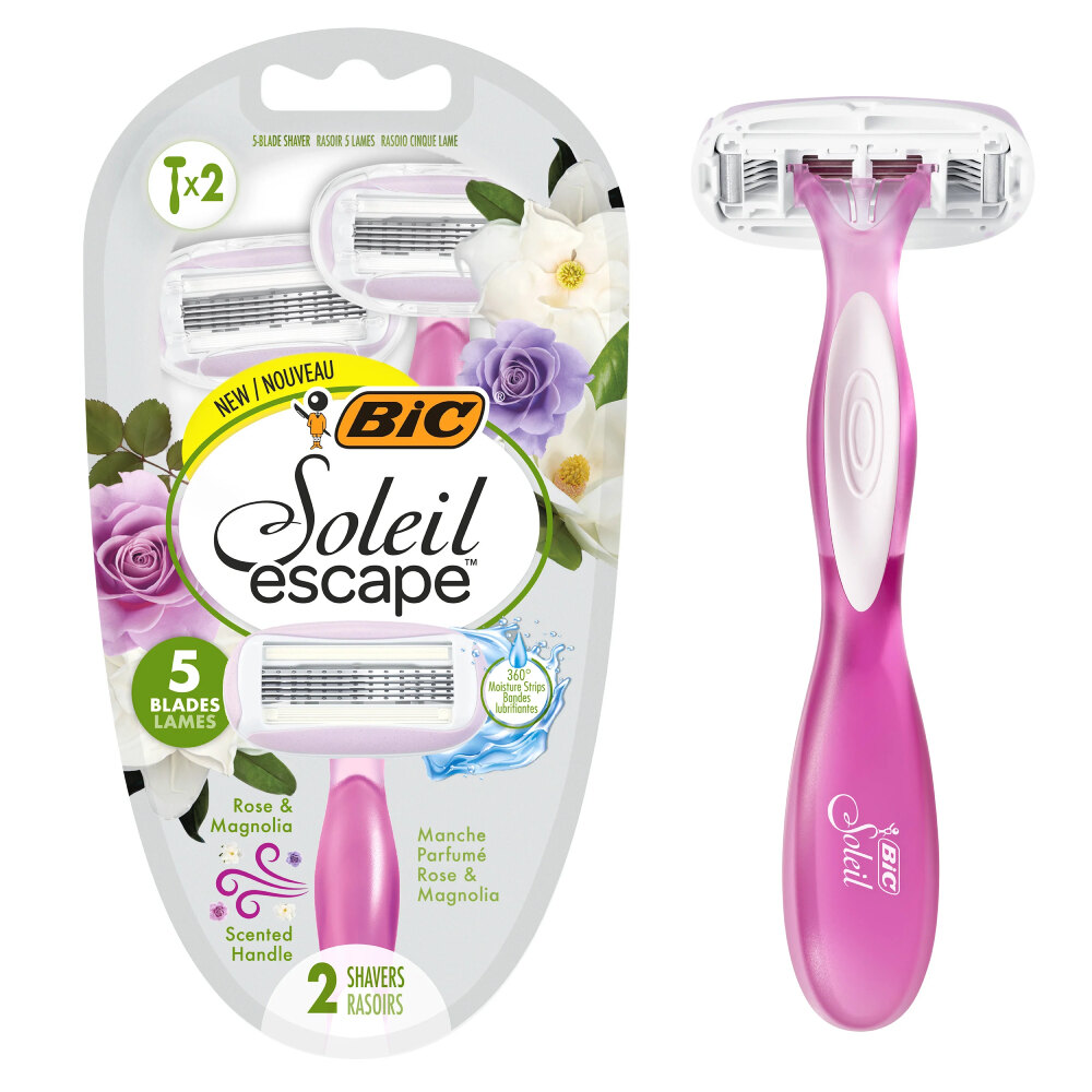 [713598] Rasoir Soleil Escape 5 Lames Rose Magnolia Bic 2 unités.